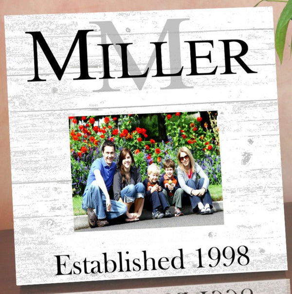 Family Frame With Name & Established Date Printed Picture on Solid Wood Wedding Gift