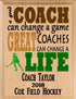 Custom Field Hockey Coach Gift – Personalized Wood Plaque with Name & Year – “Great Coaches Change Lives” – Solid Wood – USA Made – 11x8.5