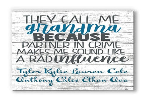 Funny Grandma Gift PERSONALIZED Sign with Grandkid's Names