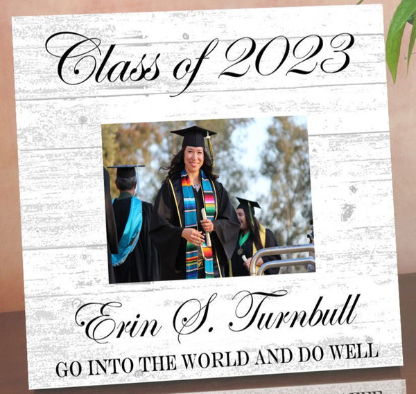 Graduation Frame With Photo Printed on Wood Personalized for High School, College or University