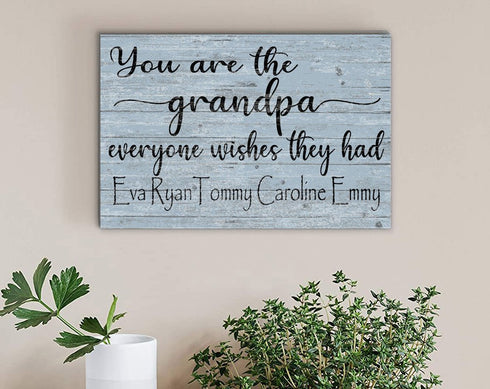 Grandfather Gift Grandpa Sign With Names Personalized You Are The Grandpa Everyone Wishes They Had