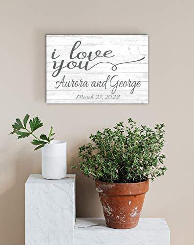 I Love You Anniversary Gift Sign PERSONALIZED with Names and Wedding Date