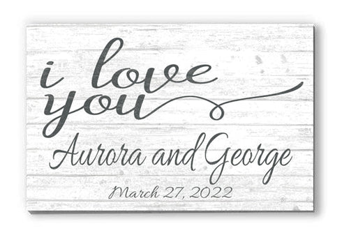 I Love You Anniversary Gift Sign PERSONALIZED with Names and Wedding Date