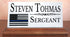 Police Desk Nameplate - Thin Blue Line Flag Custom Marble Name Plate for Law Enforcement