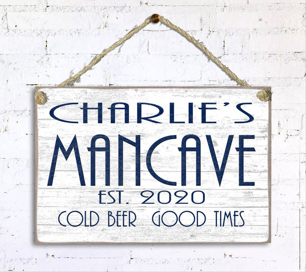 Man Cave Sign Personalized Decoration Customized With Name For Dad, Son, or Husband