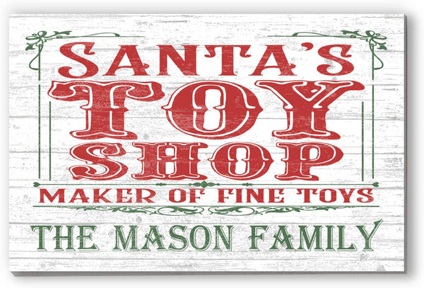 Old Fashioned Christmas Sign Santa's Toy Shop Christmas Holiday Sign Personalized