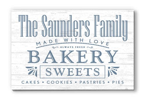 Personalized Bakery Sign Made With Love Wooden Kitchen Decor Wall Art