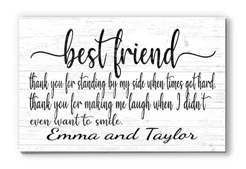 Personalized Best Friend Gift Sign Custom with Names - SOLID WOOD 16.5 x 10.5