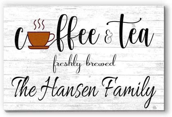 Personalized Coffee & Tea Bar Kitchen Sign