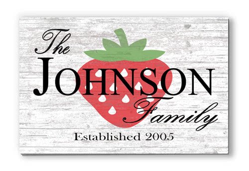 Personalized Family Name Sign Strawberry Summer Seasonal Décor