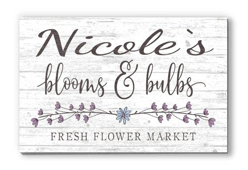 Personalized Flower Market Sign Wood Wall Art
