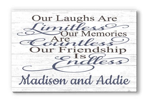 Personalized Friend Gift  - Friendship is Endless Sign - For Best Friend or Sisters