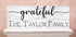 Grateful Family Name Sign - Personalized for Mantel or Shelf Solid Wood
