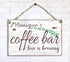Love Is Brewing Coffee Bar Sign - Personalized Custom Name Coffee Lover Gift