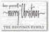 Personalized Merry Christmas Sign - Custom Family Name Holiday Decoration