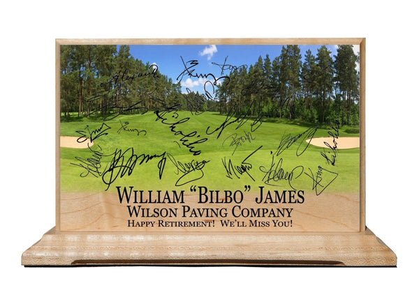 Personalized Retirement Gift Plaque Golf Theme For Golfers