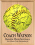 Signable Softball Coach Gift Plaque - Team Signed Custom Wood Award