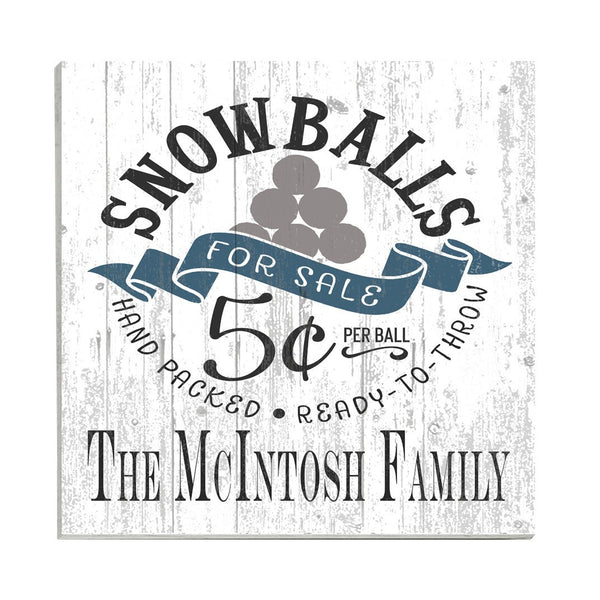 Snowballs For Sale Christmas Sign - Custom Name Vintage Holiday Decoration