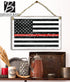 Thin Red Line Flag Sign - Personalized Name Gift for Firefighter or First Responder