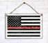 Thin Red Line Flag Sign - Personalized Name Gift for Firefighter or First Responder