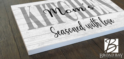 Wooden Seasoned With Love Personalized Kitchen Sign