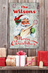 Personalized Vintage Christmas Sign - Santa Family Name Holiday Decoration