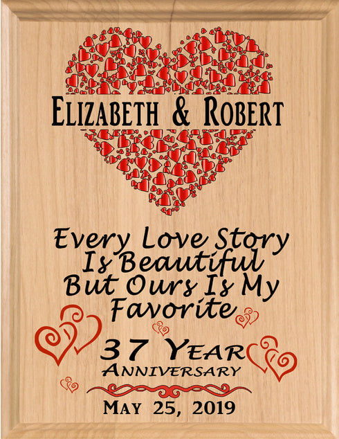 Personalized 37 Year Anniversary Gift Sign Every Love Story
