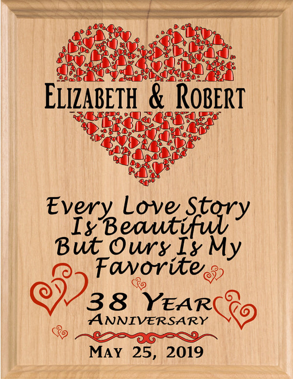 Personalized 38 Year Anniversary Gift Sign Every Love Story