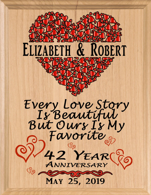 Personalized 42 Year Anniversary Gift Sign Every Love Story