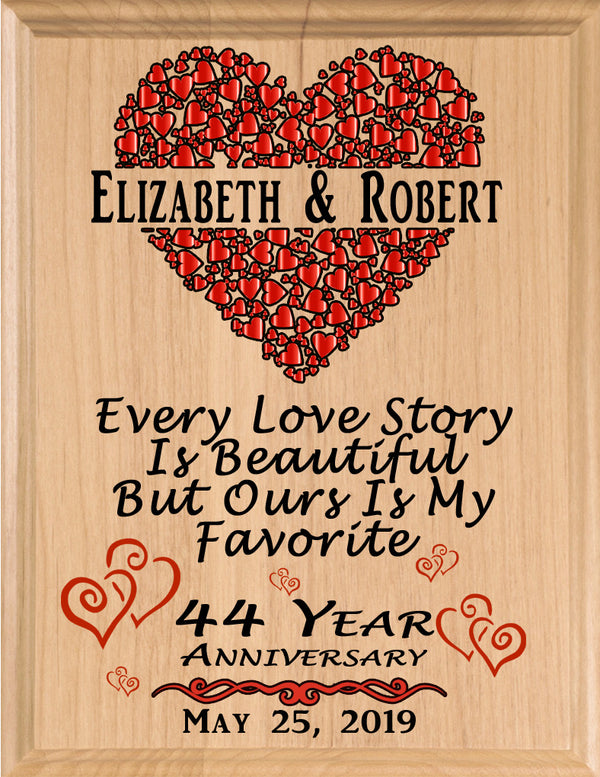 Personalized 44 Year Anniversary Gift Sign Every Love Story