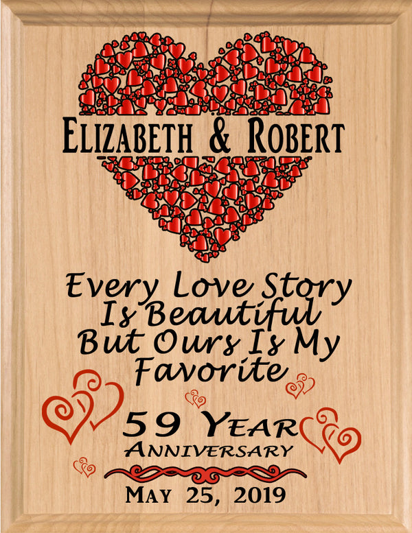 Personalized 59 Year Anniversary Gift Sign Every Love Story