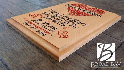 Personalized 9 Year Anniversary Gift Sign Every Love Story