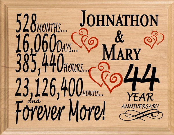 44 Year Anniversary Gift Personalized 44th Wedding Anniversary Present