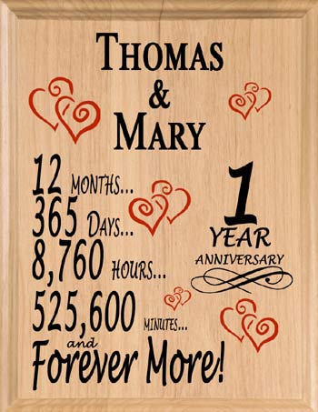 1 Year Anniversary Gift Personalized Names 1st Present Husband Wife or –  Broad Bay Personalized Gifts Shipped Fast