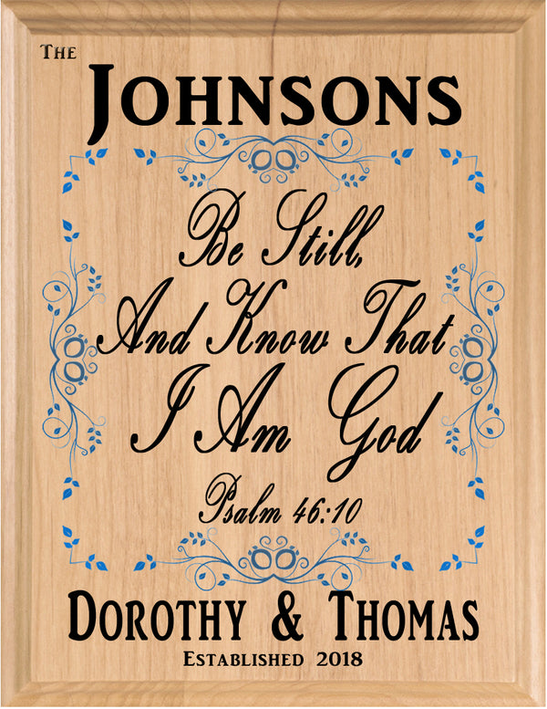 Be Still & Know That I Am God Sign - Personalized Family Blessing Plaque